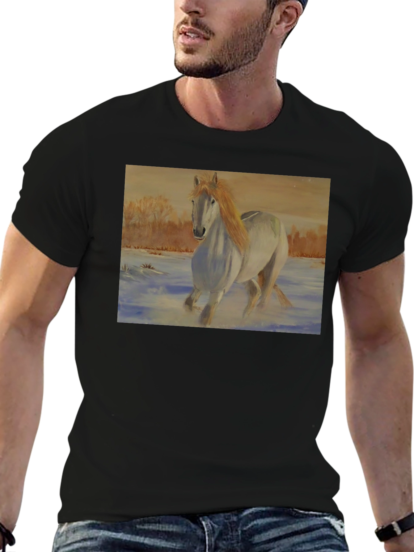 Horse Art Black T-Shirt