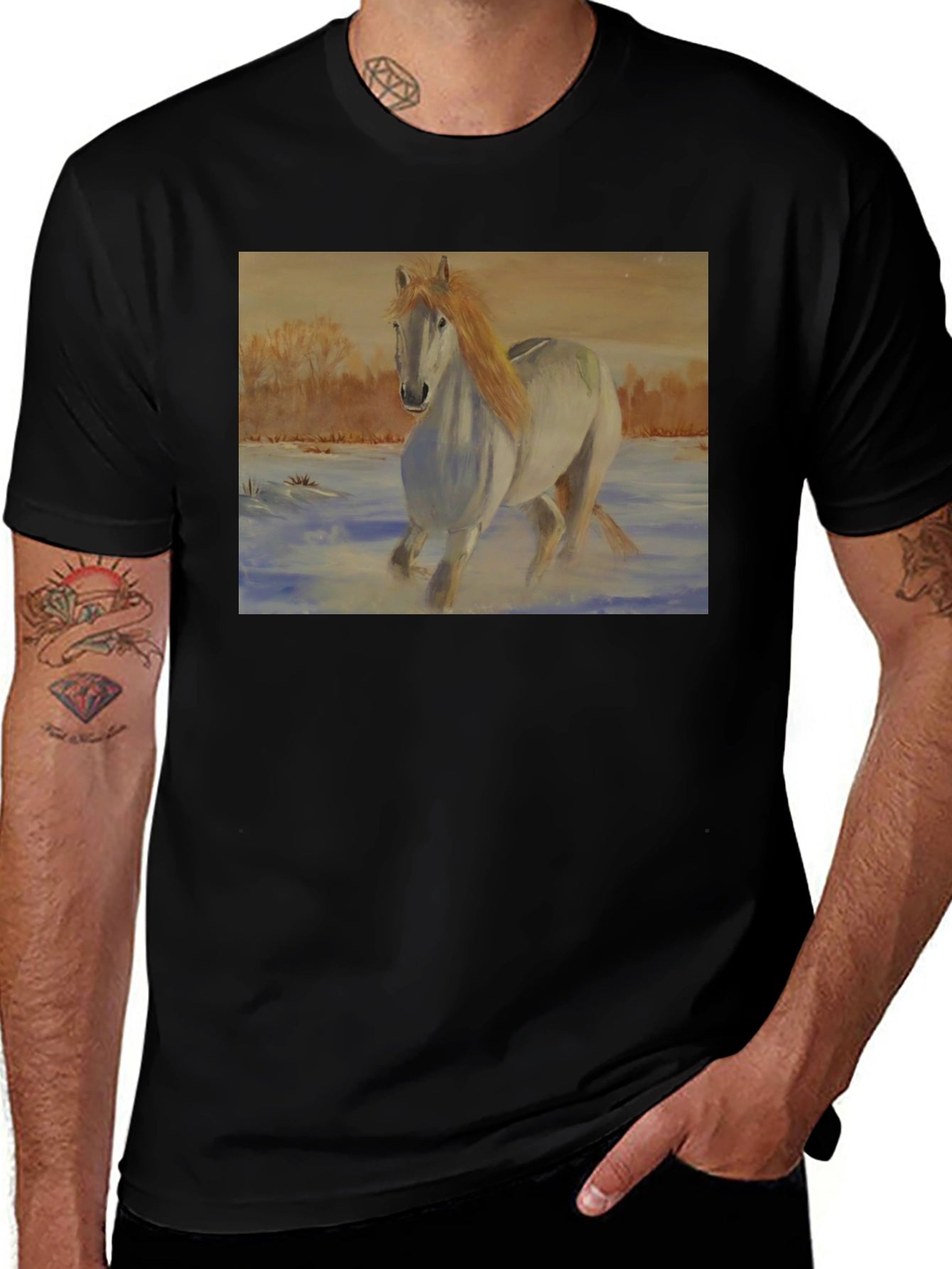Horse Art Black T-Shirt