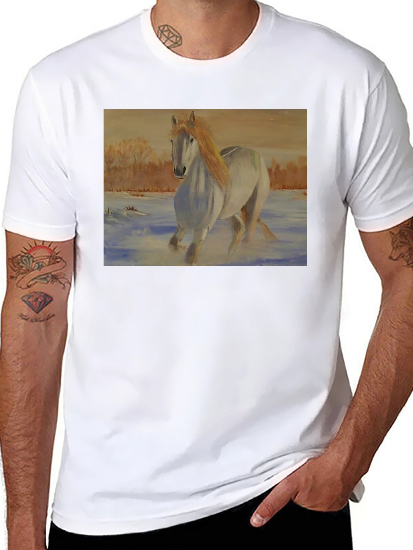 Horse Art Black T-Shirt