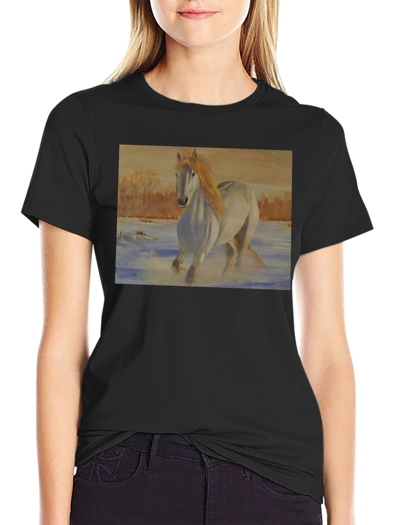 Horse Art Black T-Shirt