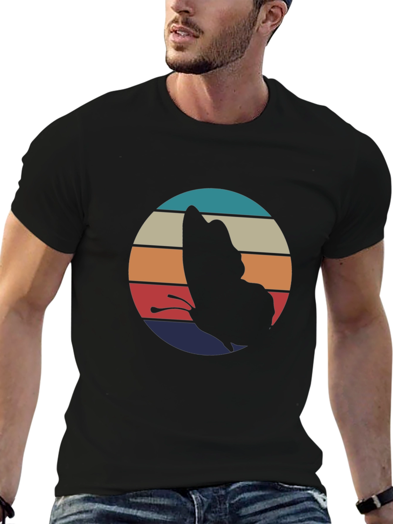 Retro Butterfly Graphic Black T-Shirt