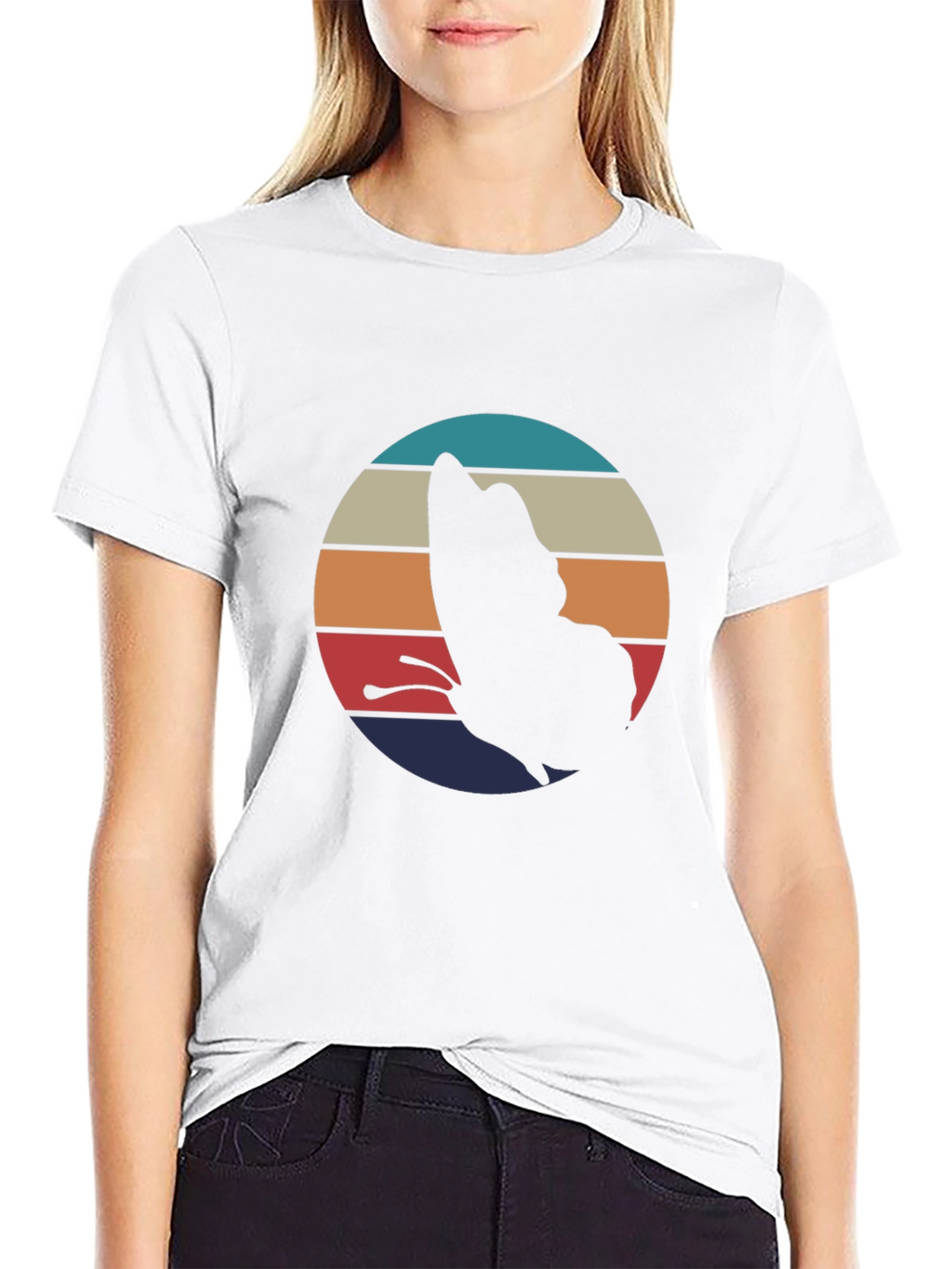 Retro Butterfly Graphic Black T-Shirt