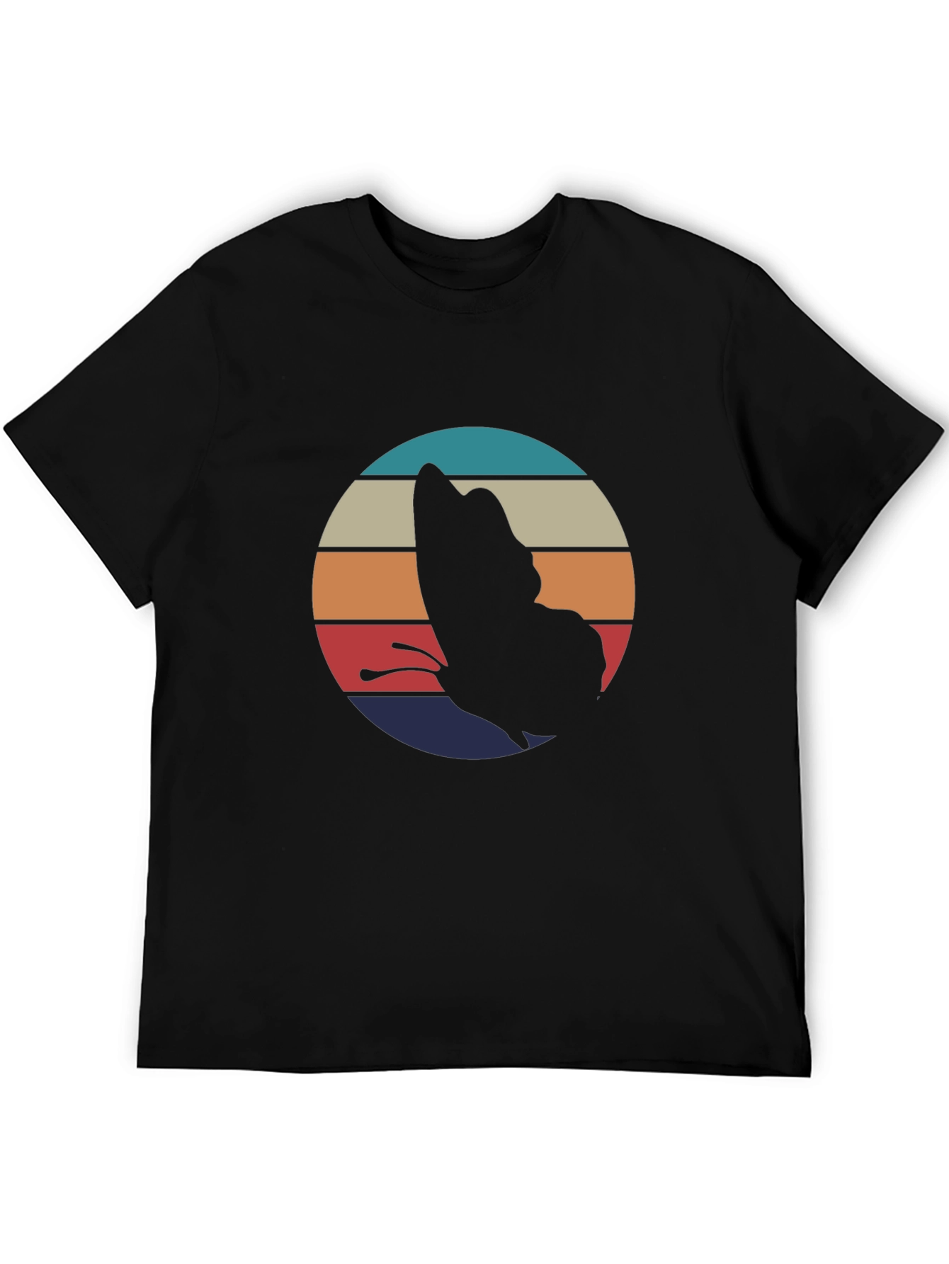 Retro Butterfly Graphic Black T-Shirt