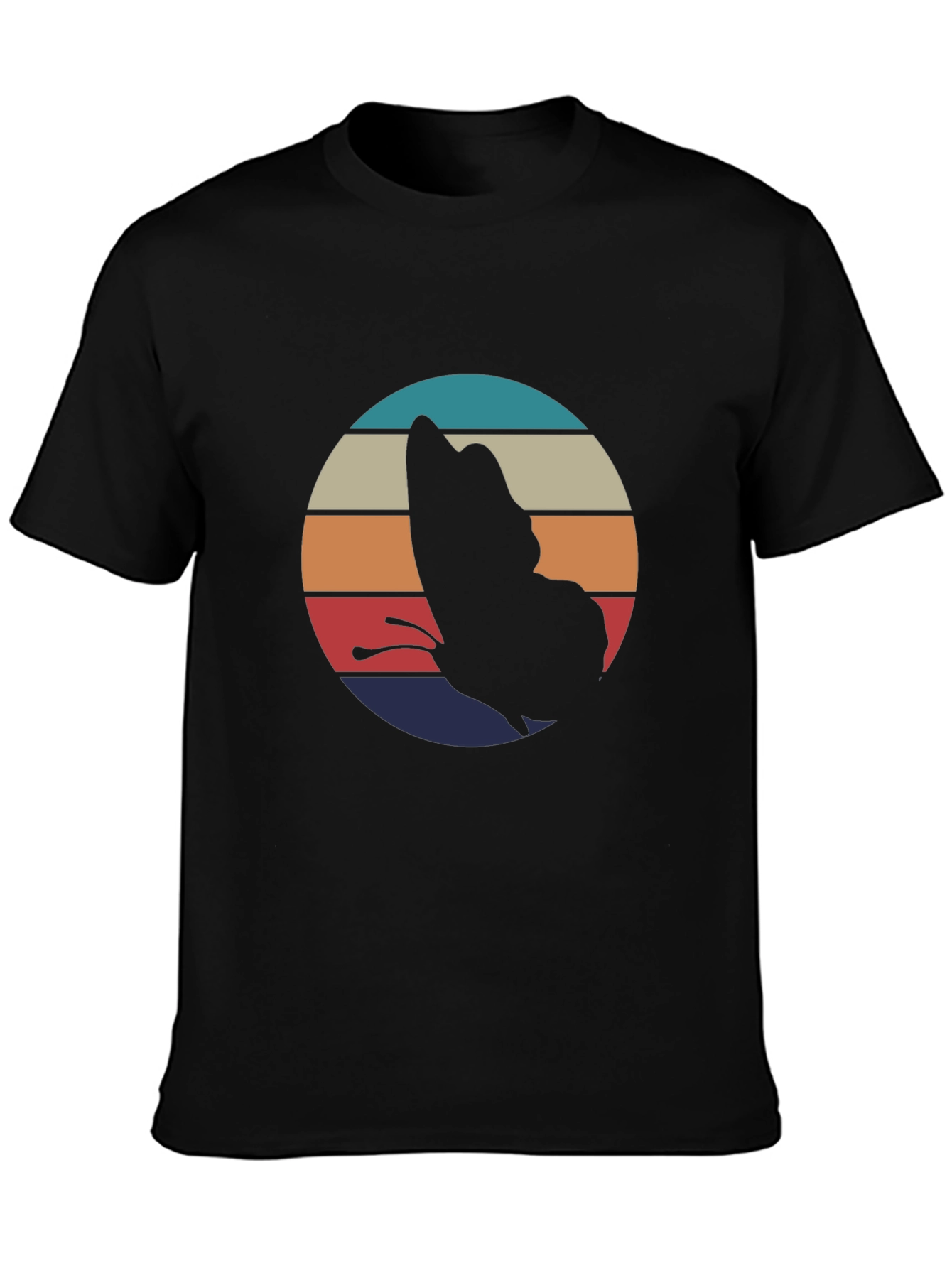 Retro Butterfly Graphic Black T-Shirt