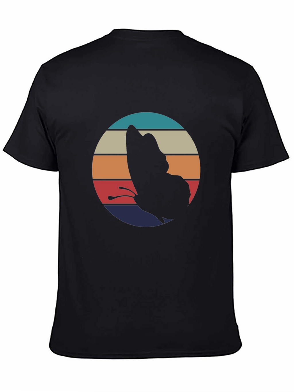 Retro Butterfly Graphic Black T-Shirt