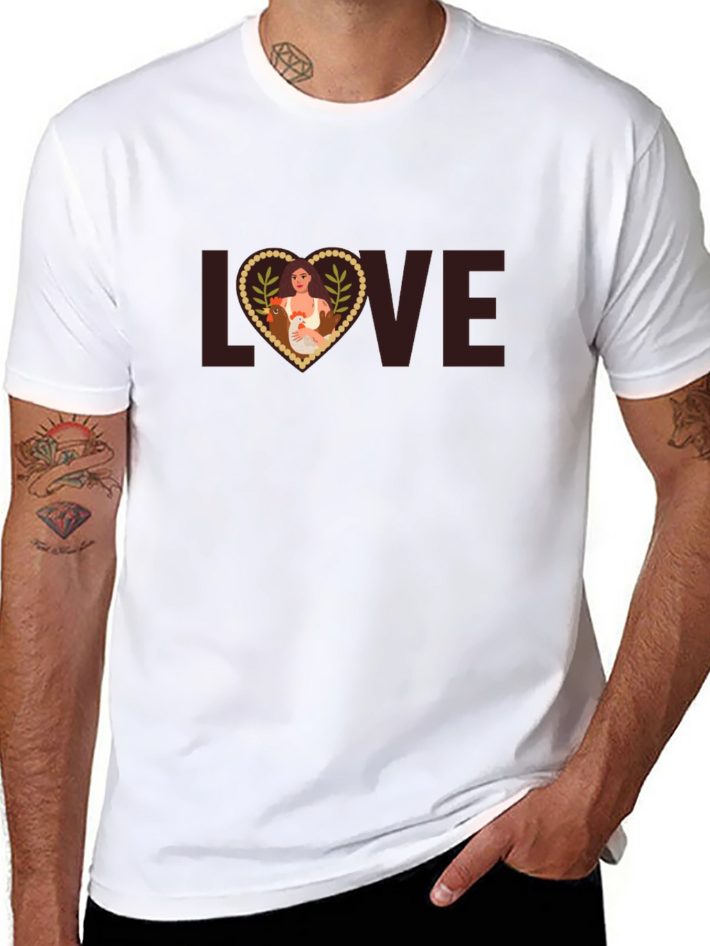 Love Chicken T-Shirt - Women and Farm Animal Tee