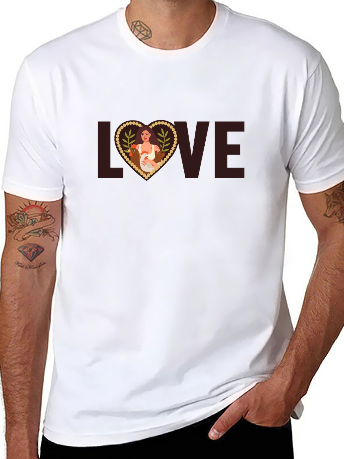 Love Chicken T-Shirt - Women and Farm Animal Tee