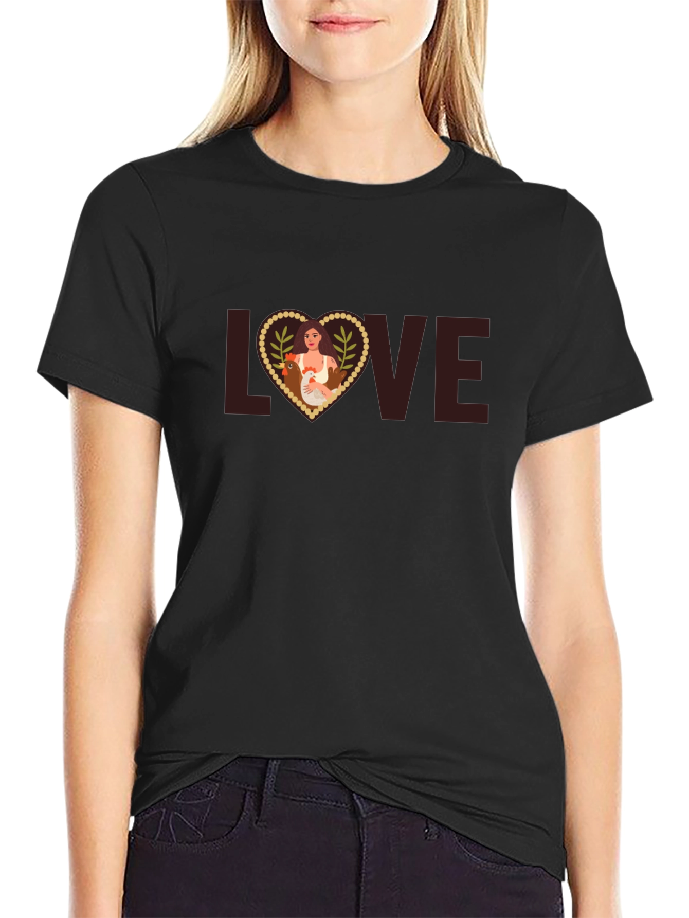 Love Chicken T-Shirt - Women and Farm Animal Tee