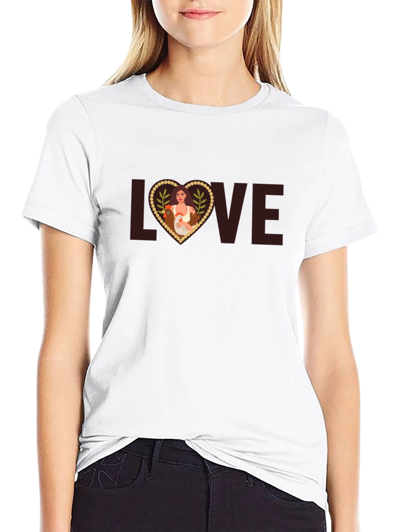 Love Chicken T-Shirt - Women and Farm Animal Tee