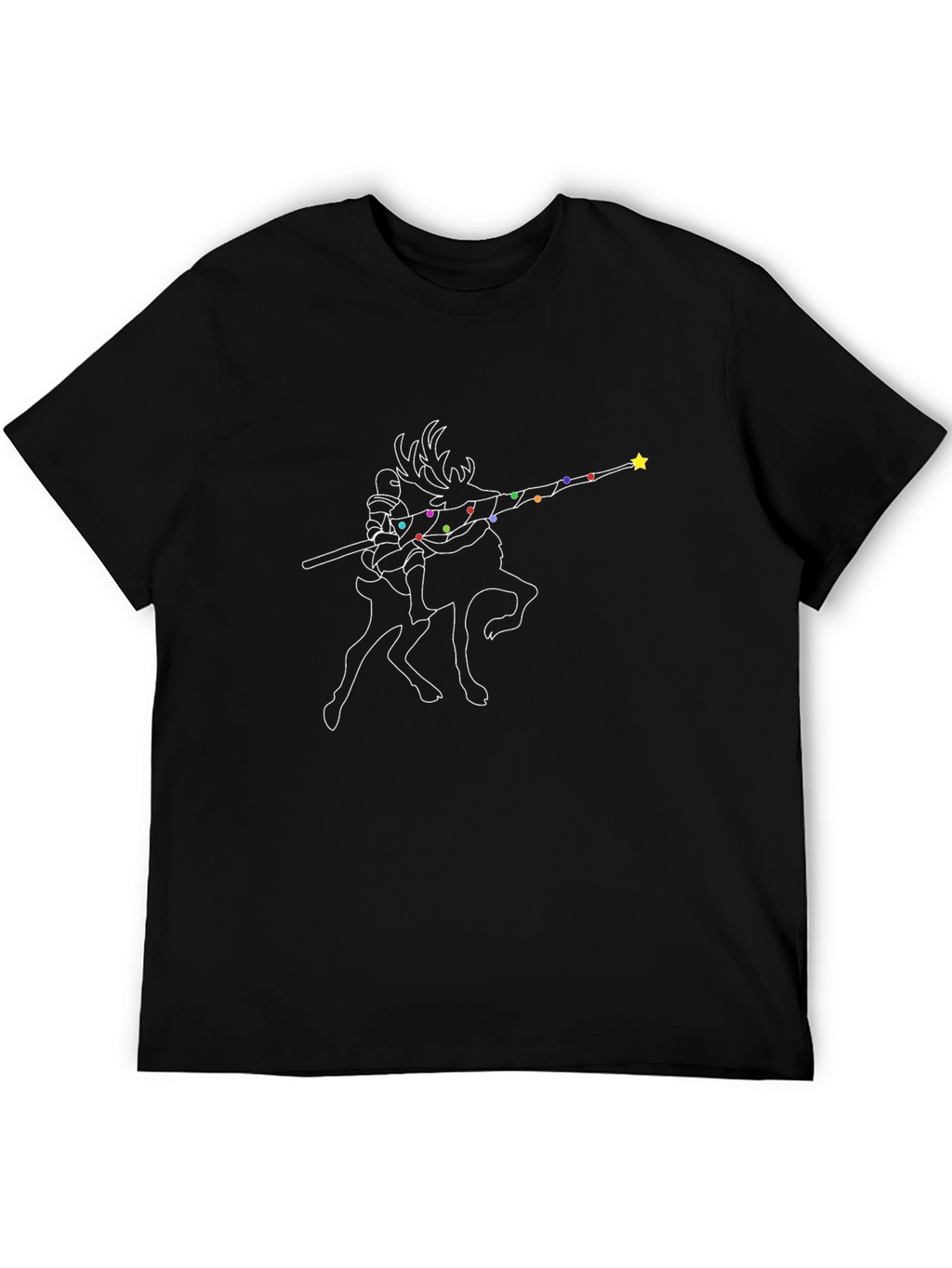 Christmas Knight Deer Dab Black T-Shirt
