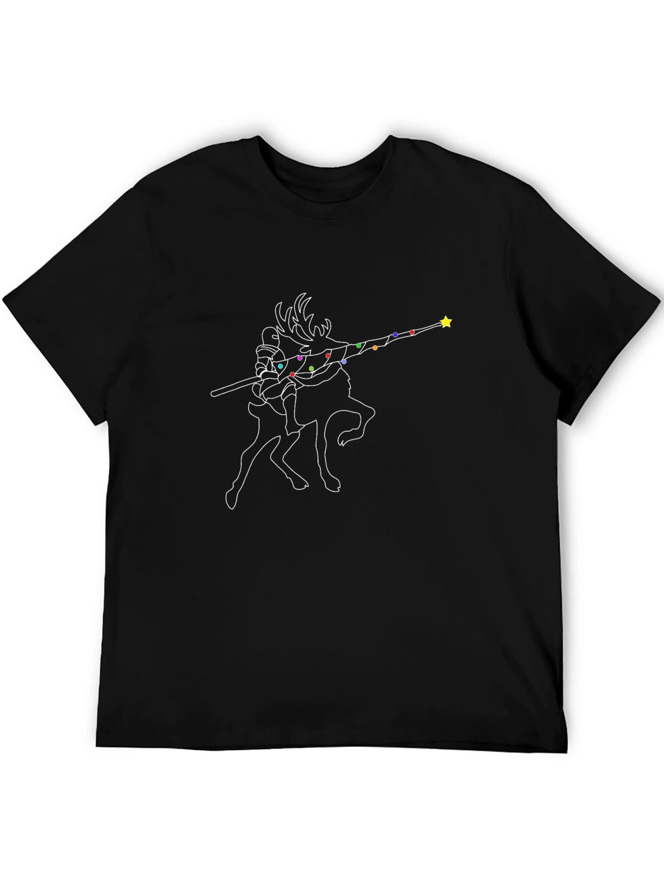 Christmas Knight Deer Dab Black T-Shirt