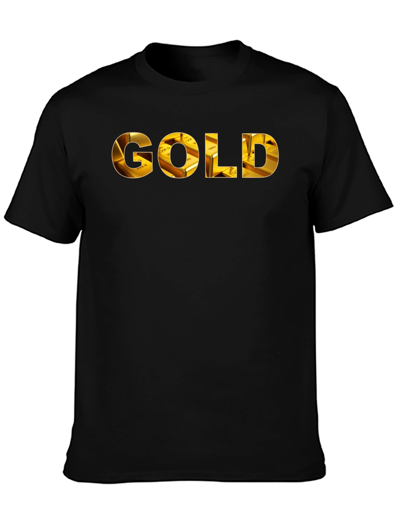 Gold Ingot Print Black T-Shirt