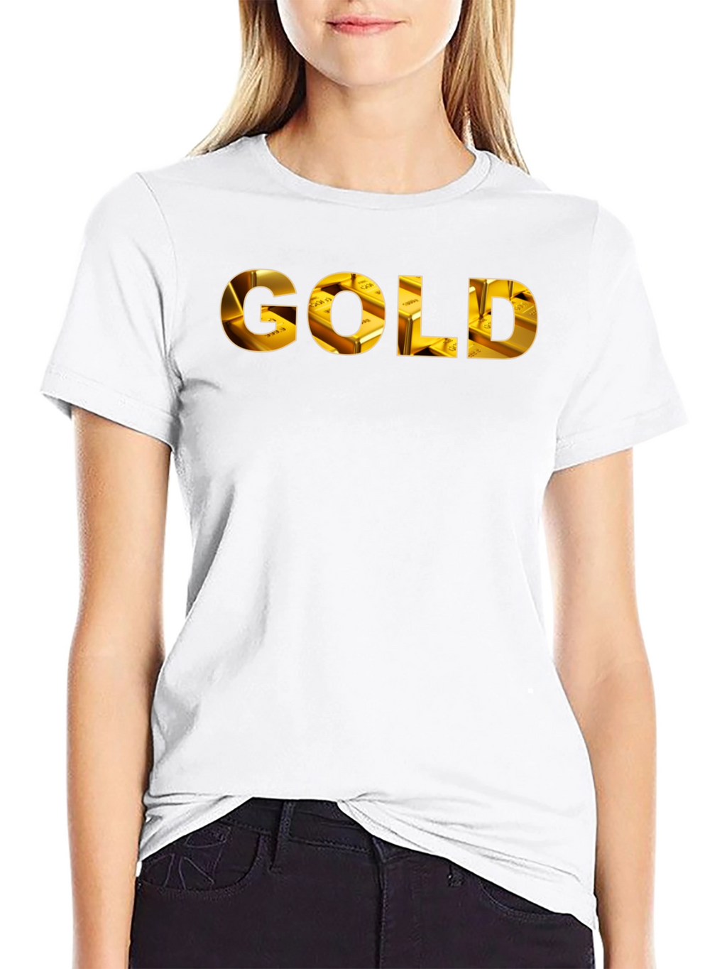 Gold Ingot Print Black T-Shirt