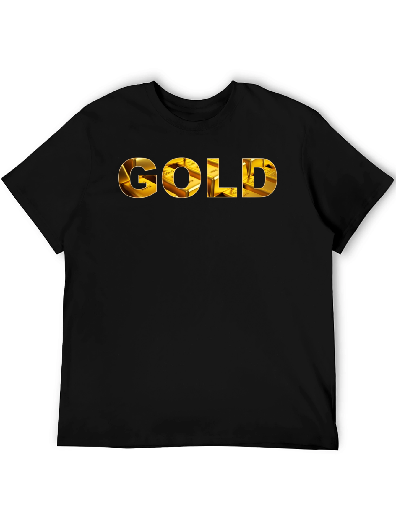Gold Ingot Print Black T-Shirt