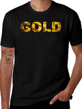Gold Ingot Print Black T-Shirt