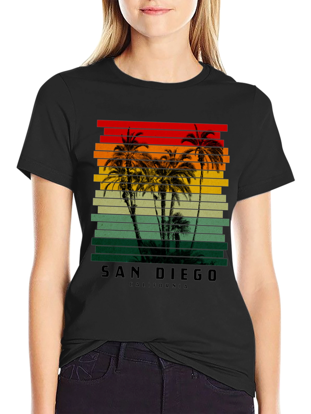 San Diego California Retro Palm Tree T-Shirt