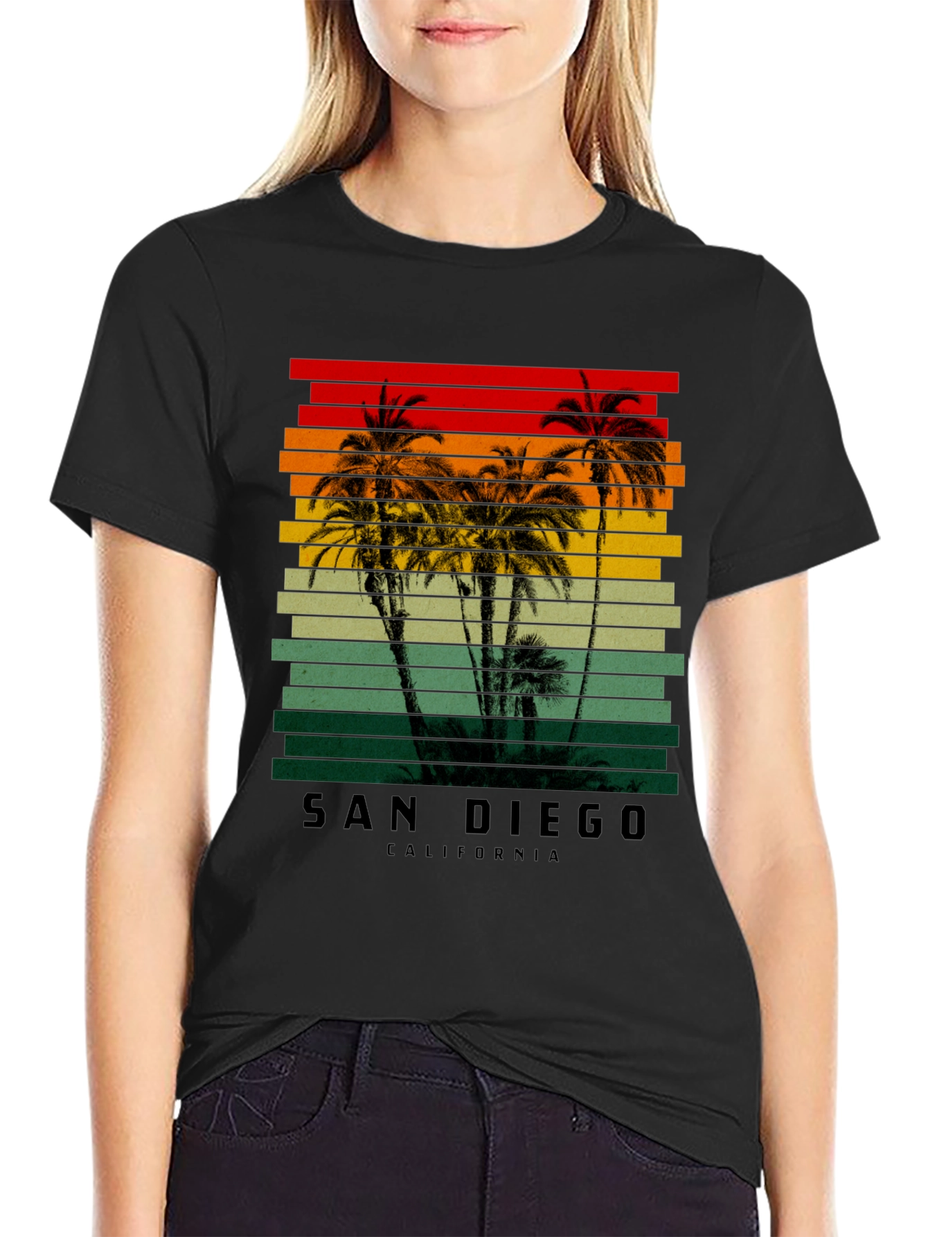 San Diego California Retro Palm Tree T-Shirt