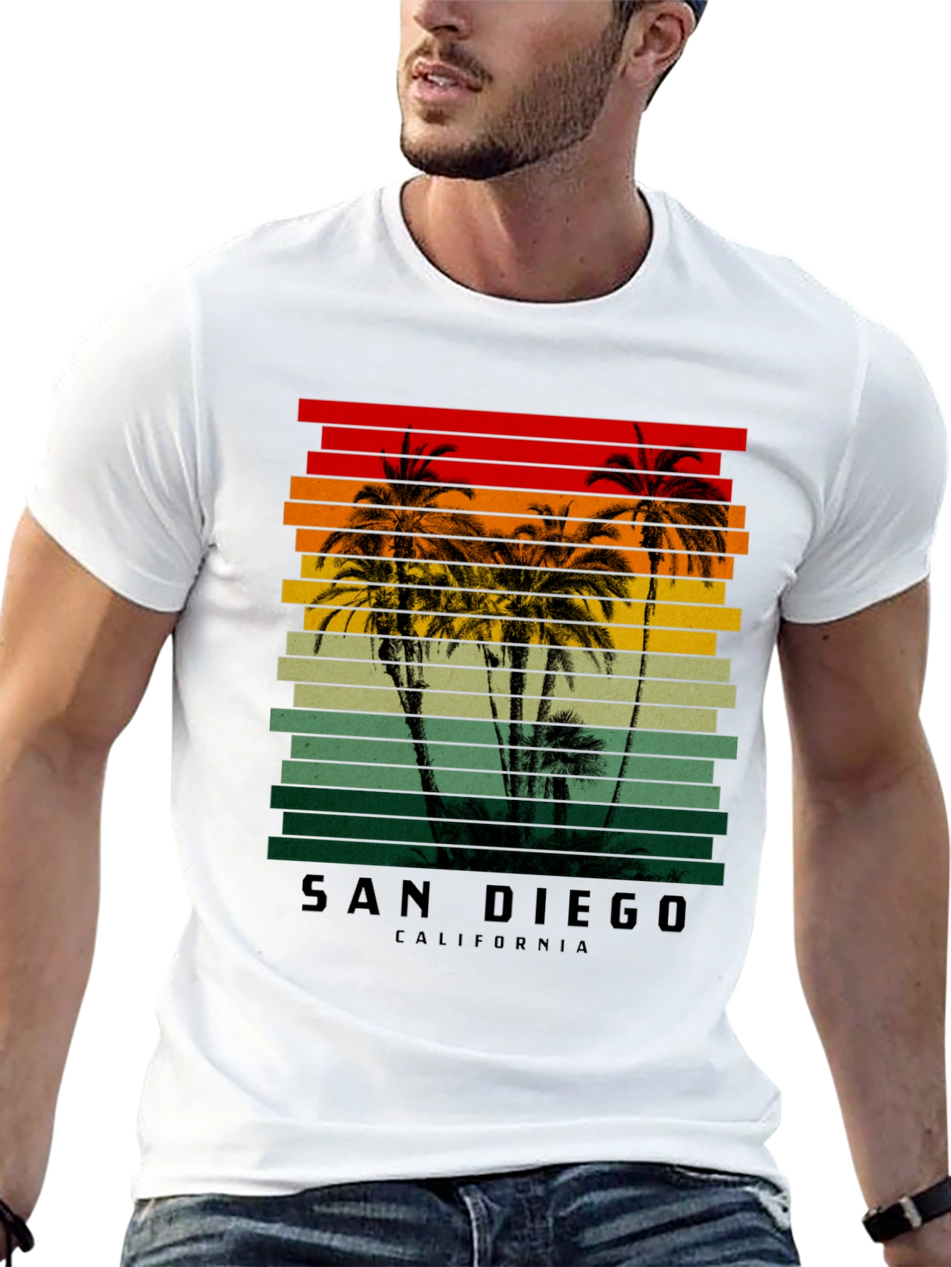 San Diego California Retro Palm Tree T-Shirt