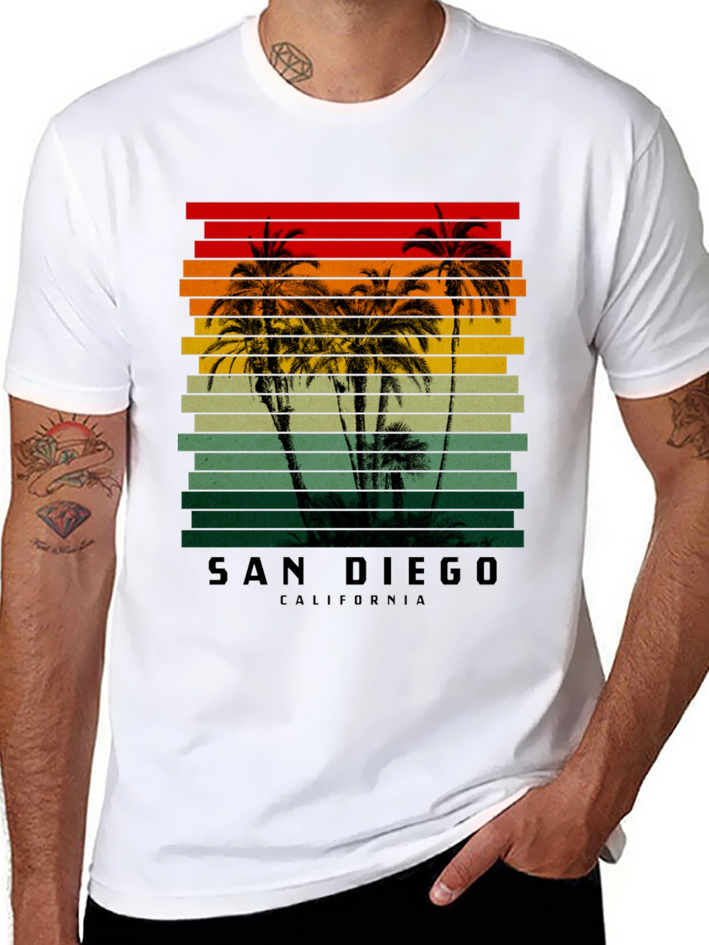 San Diego California Retro Palm Tree T-Shirt