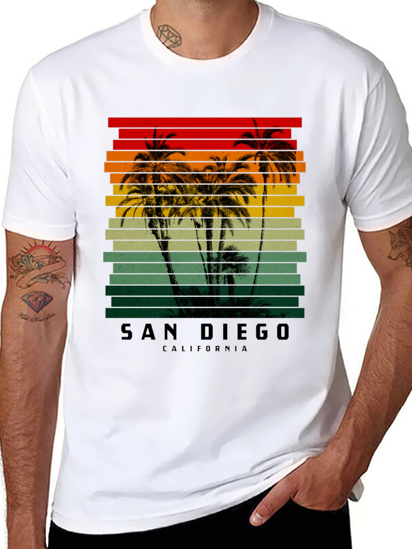 San Diego California Retro Palm Tree T-Shirt