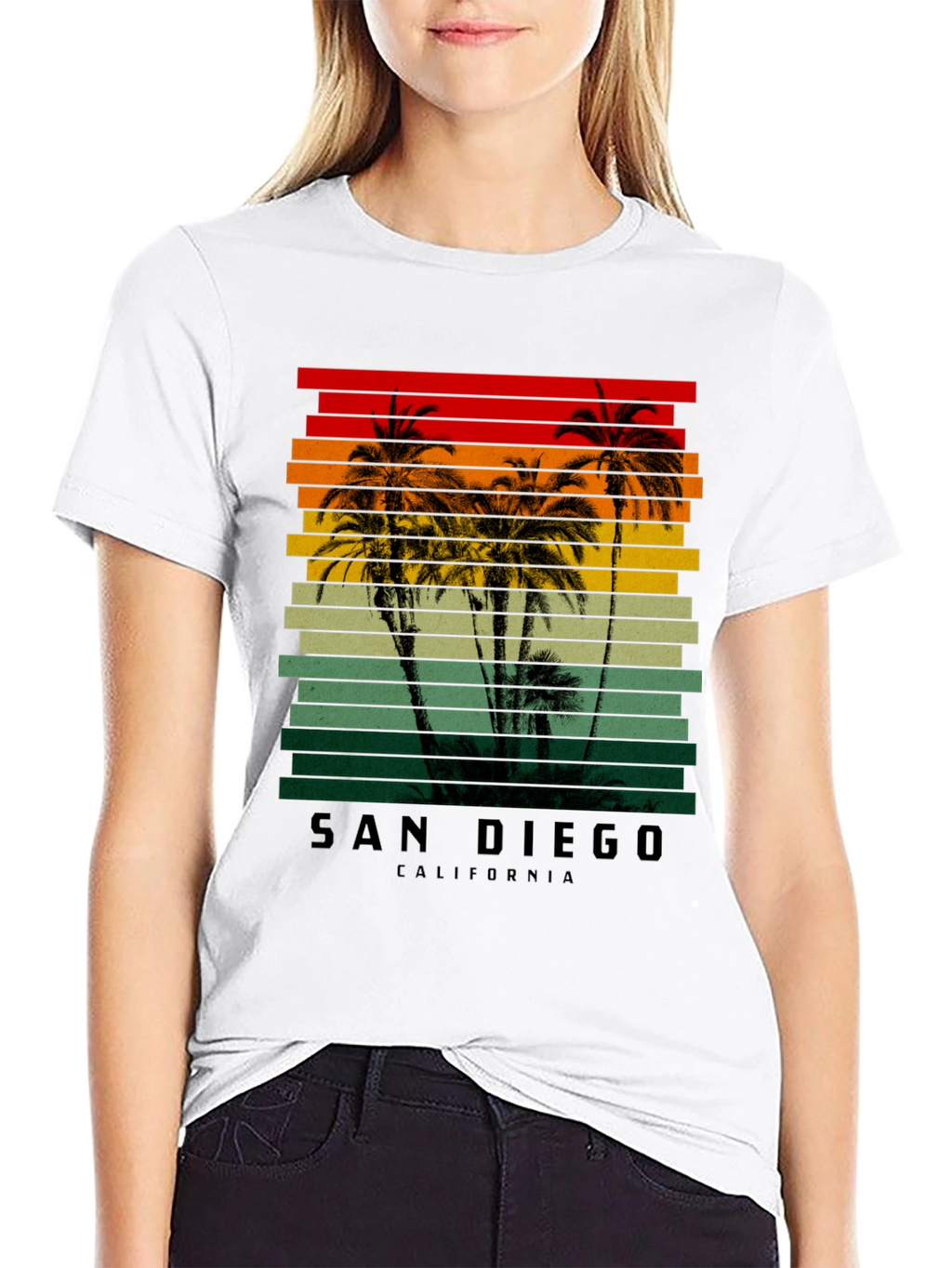 San Diego California Retro Palm Tree T-Shirt