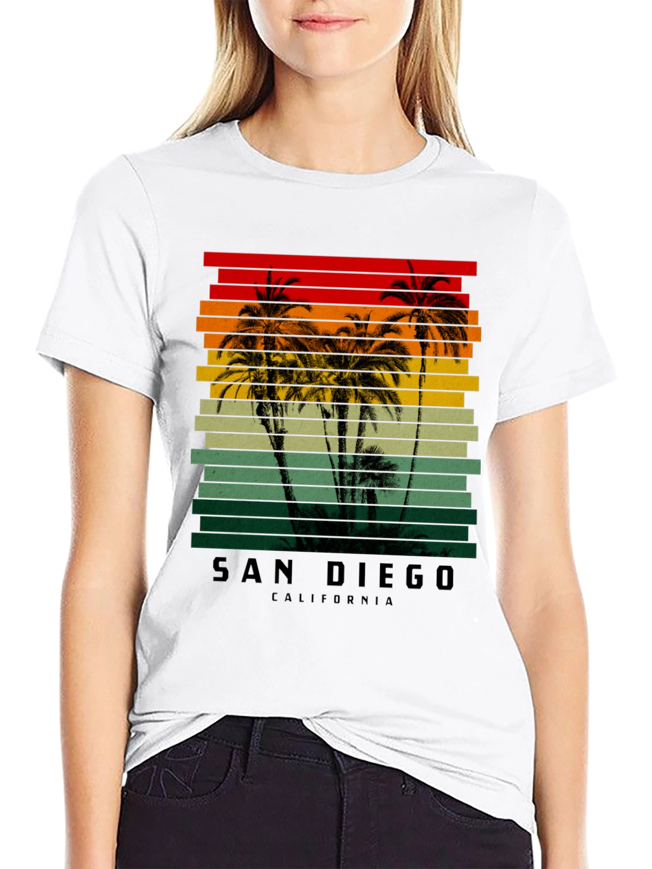San Diego California Retro Palm Tree T-Shirt