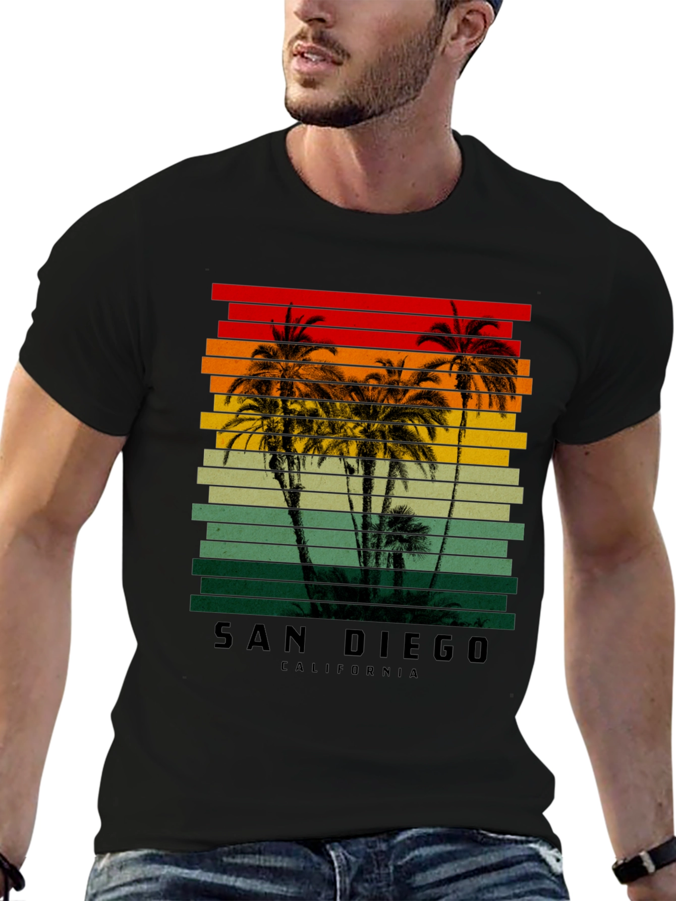 San Diego California Retro Palm Tree T-Shirt