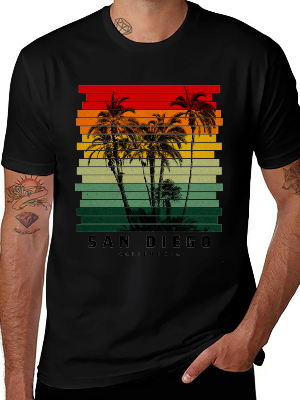 San Diego California Retro Palm Tree T-Shirt