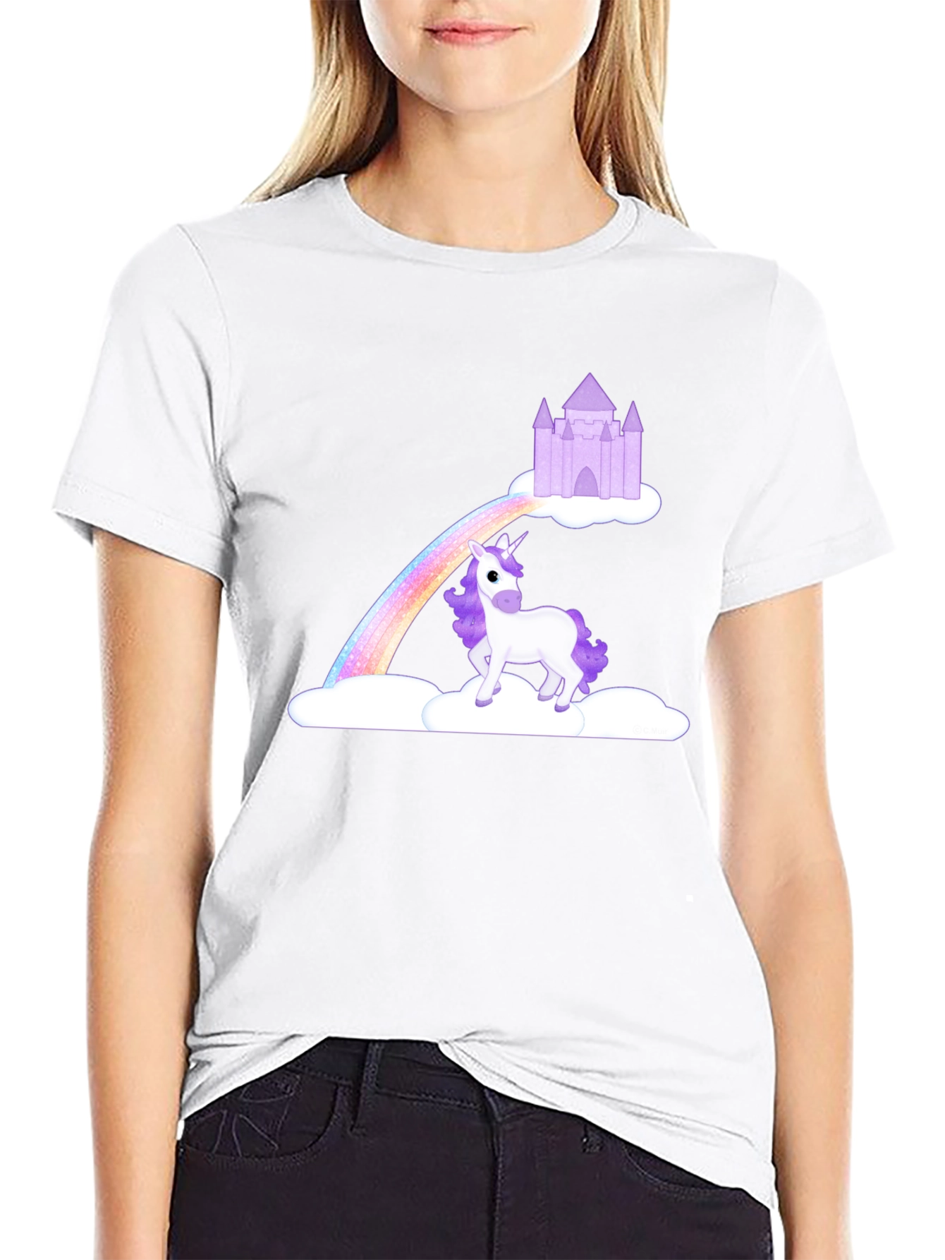 Unicorn Rainbow Castle Graphic Tee