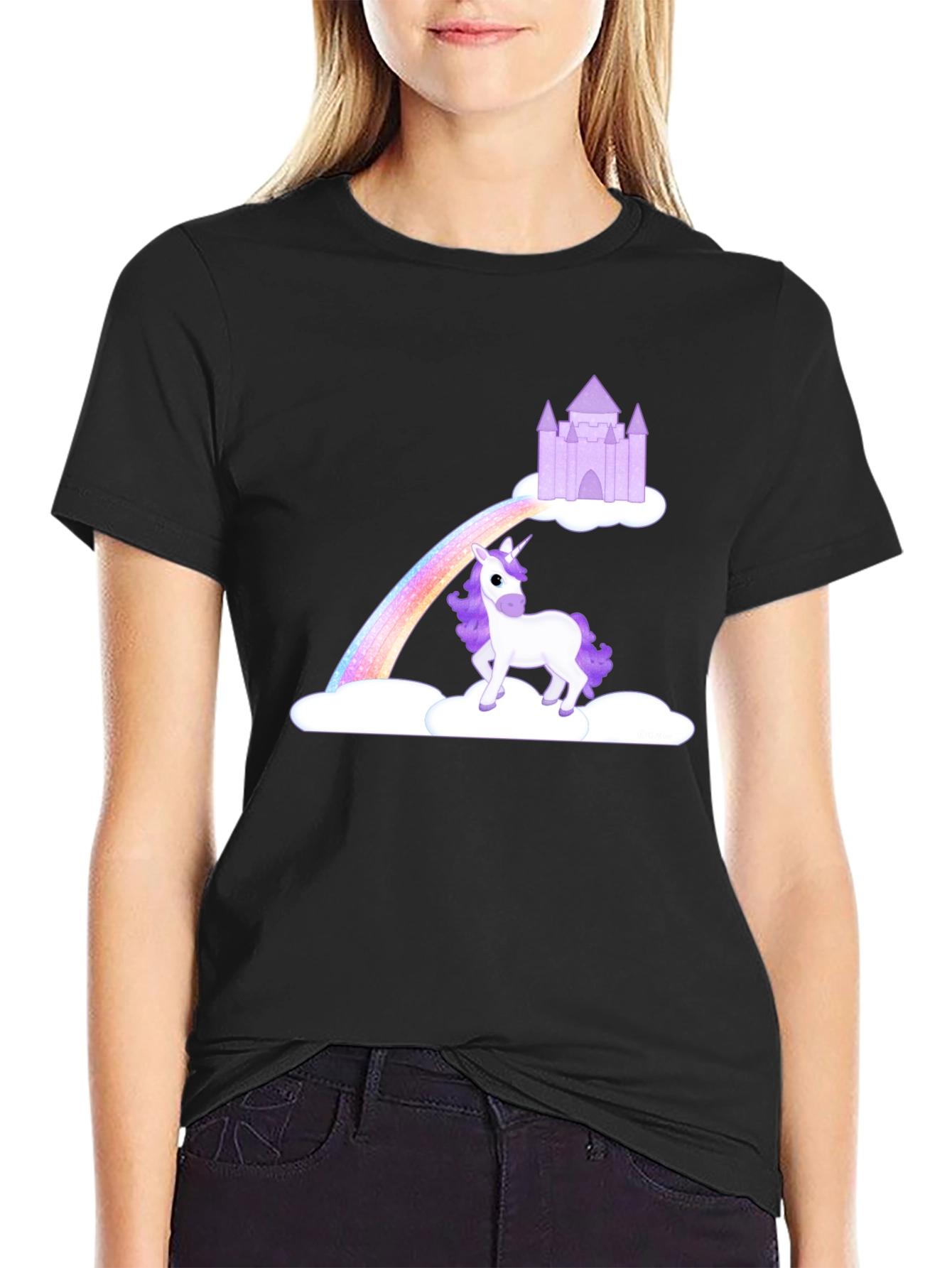 Unicorn Rainbow Castle Graphic Tee