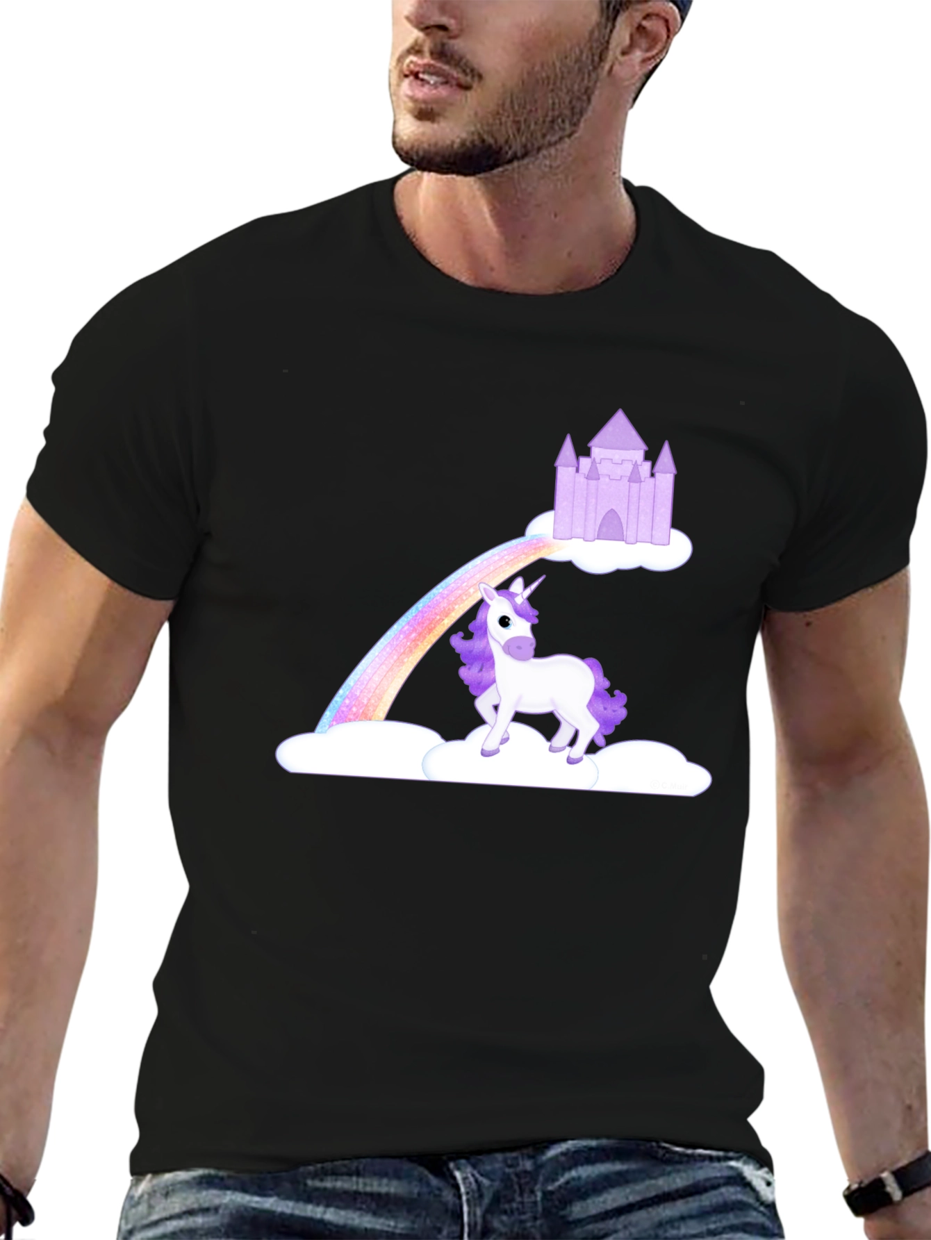 Unicorn Rainbow Castle Graphic Tee