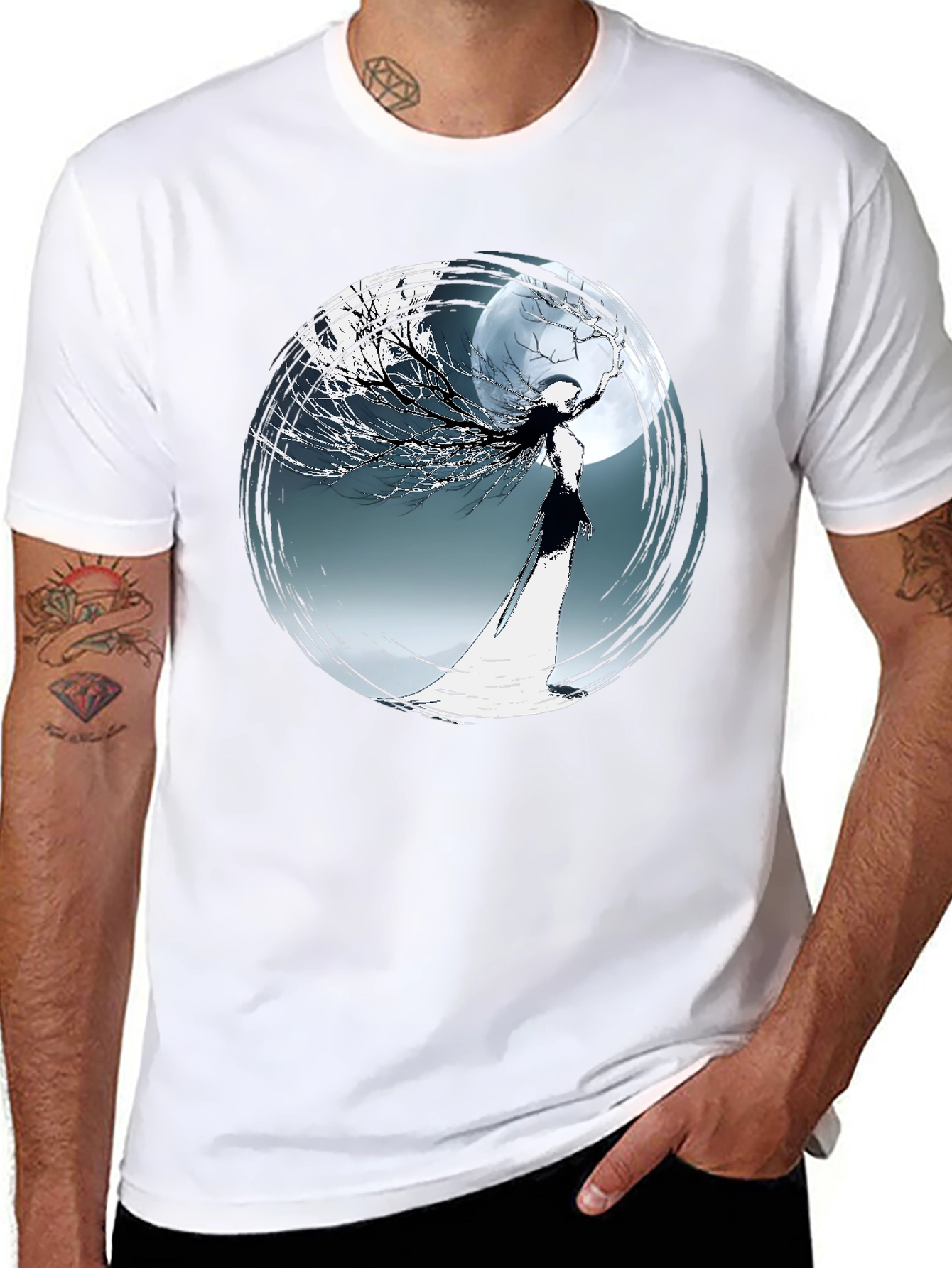 Moon Maiden Graphic Tee - Stylish Black T-Shirt