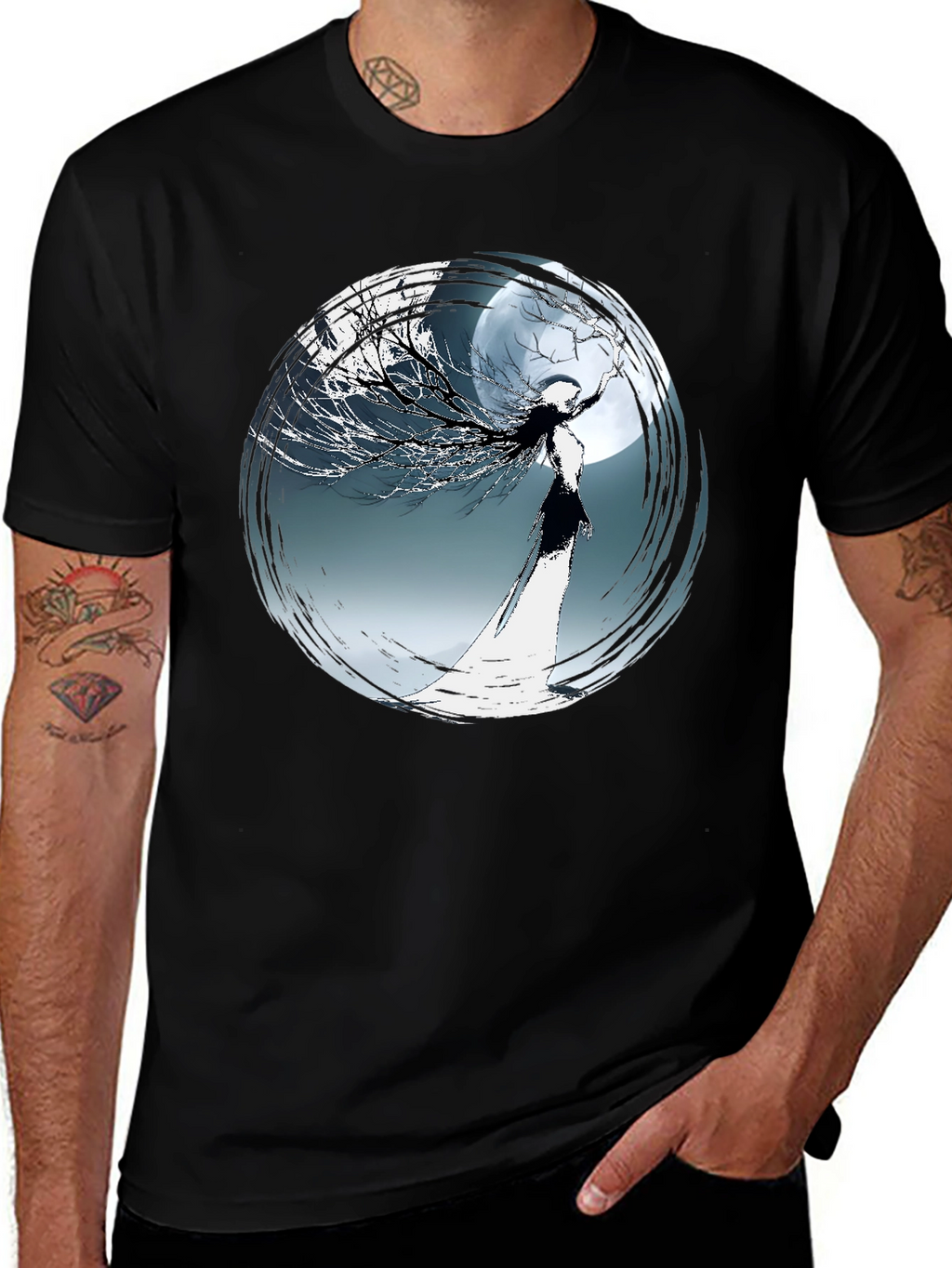 Moon Maiden Graphic Tee - Stylish Black T-Shirt