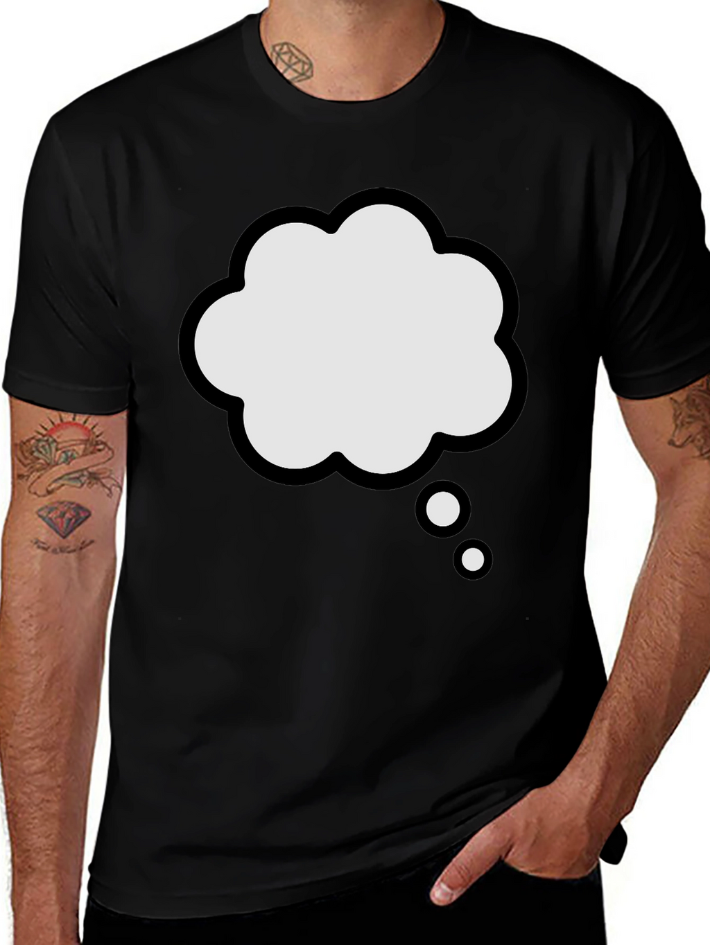 Thinking Cloud Graphic Tee - Black Cotton T-Shirt