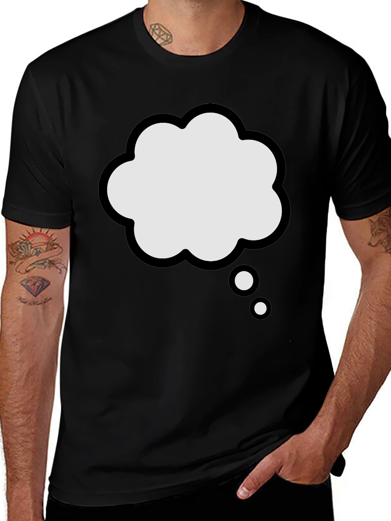 Thinking Cloud Graphic Tee - Black Cotton T-Shirt