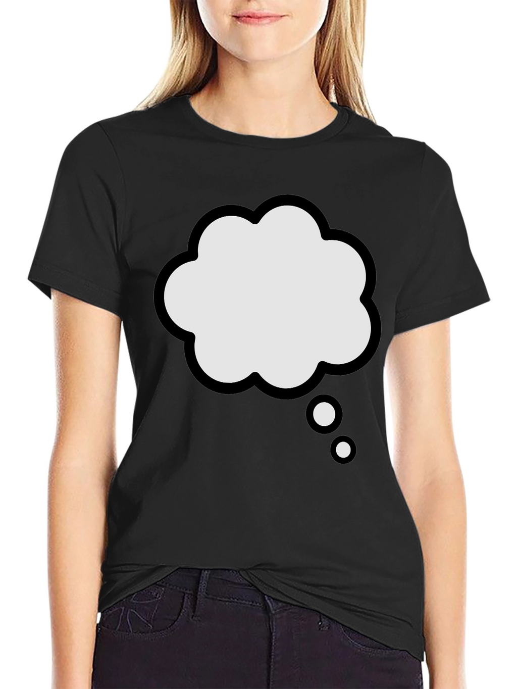 Thinking Cloud Graphic Tee - Black Cotton T-Shirt