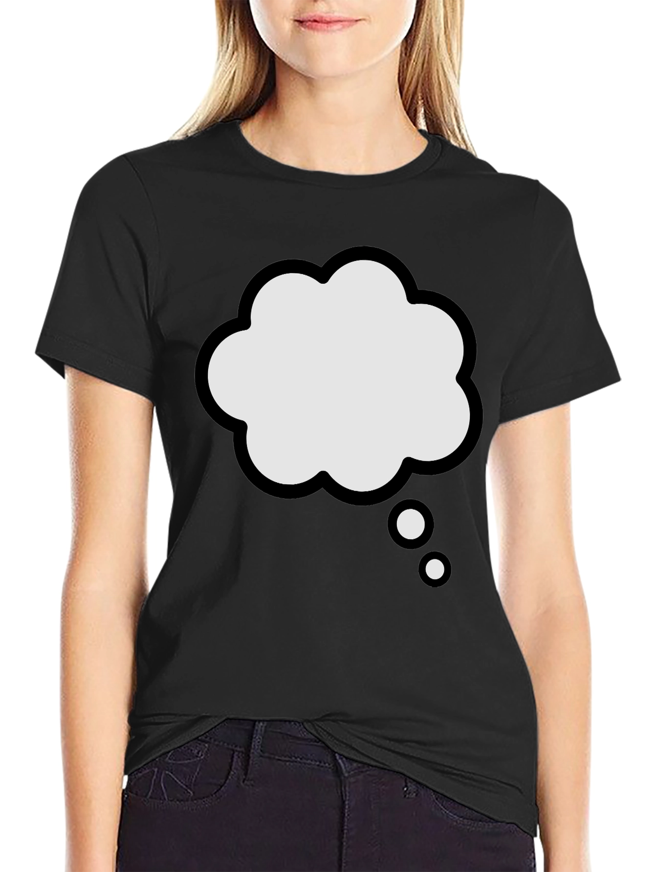 Thinking Cloud Graphic Tee - Black Cotton T-Shirt