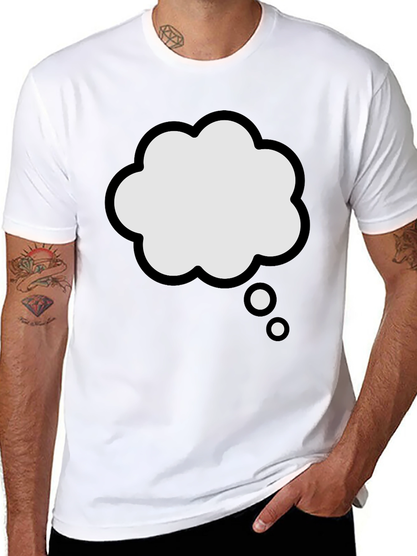 Thinking Cloud Graphic Tee - Black Cotton T-Shirt