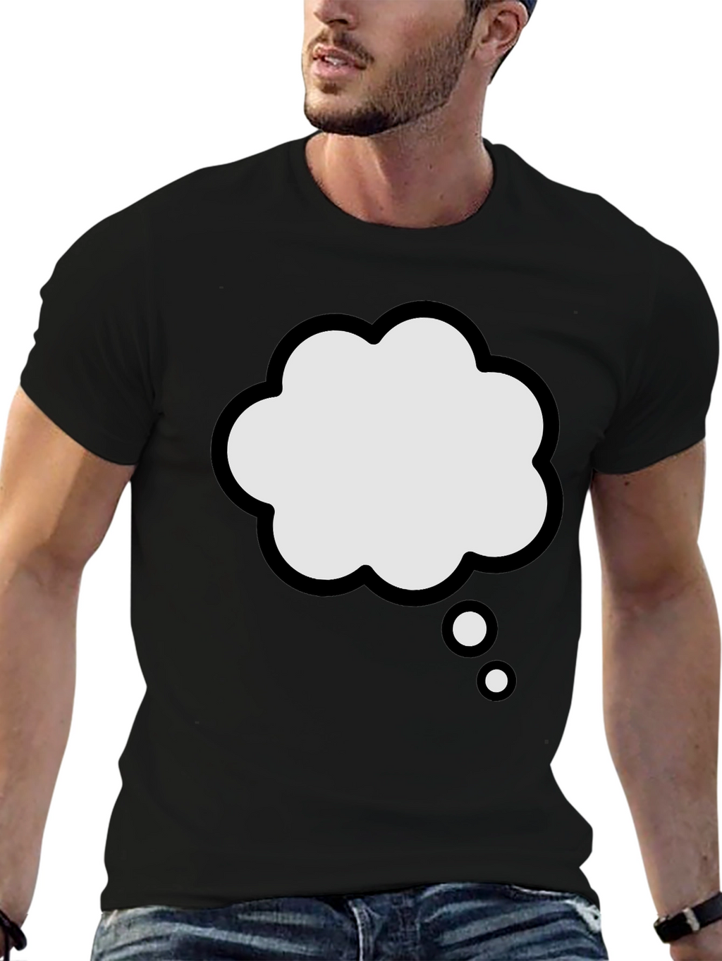 Thinking Cloud Graphic Tee - Black Cotton T-Shirt