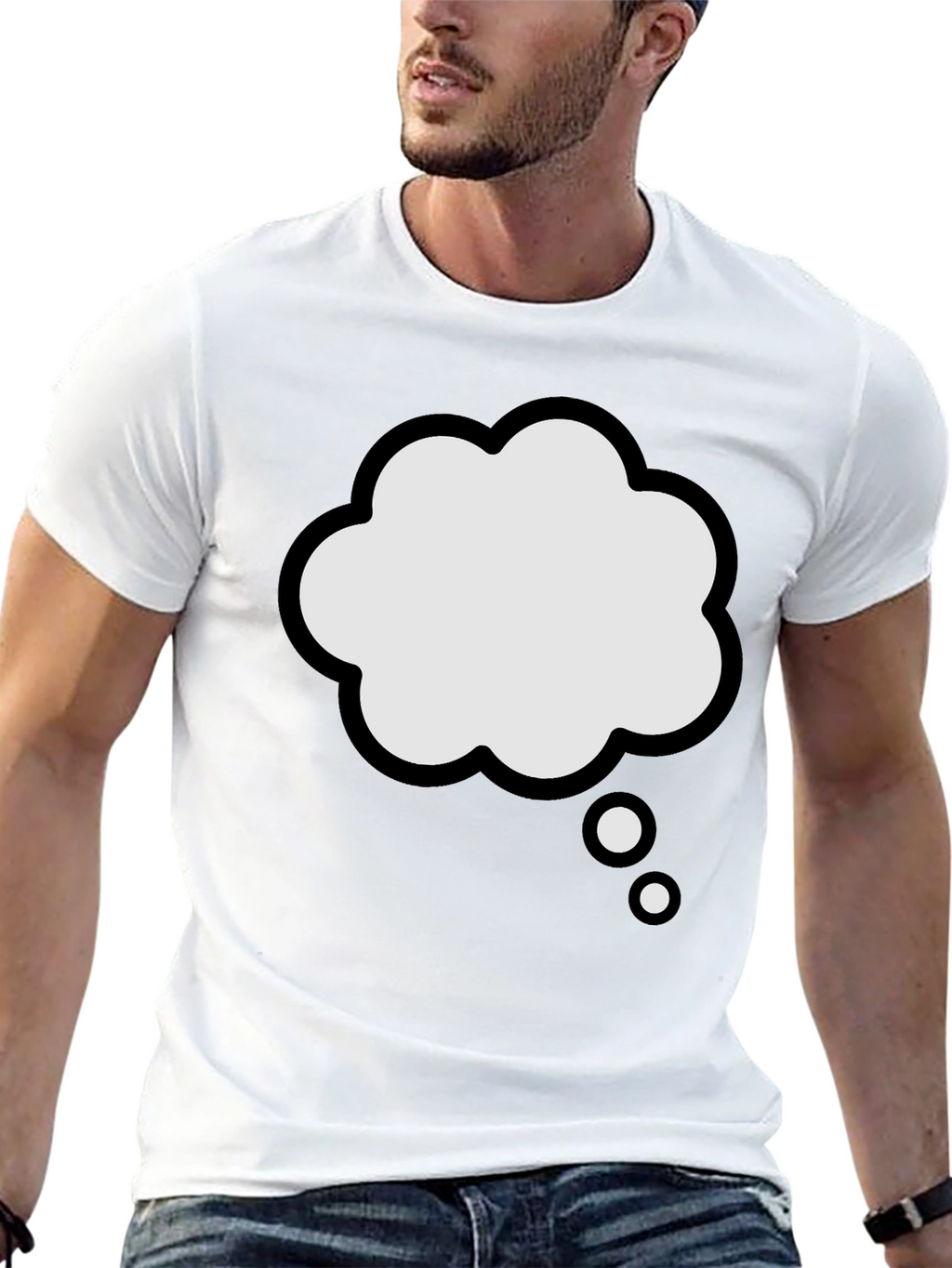 Thinking Cloud Graphic Tee - Black Cotton T-Shirt