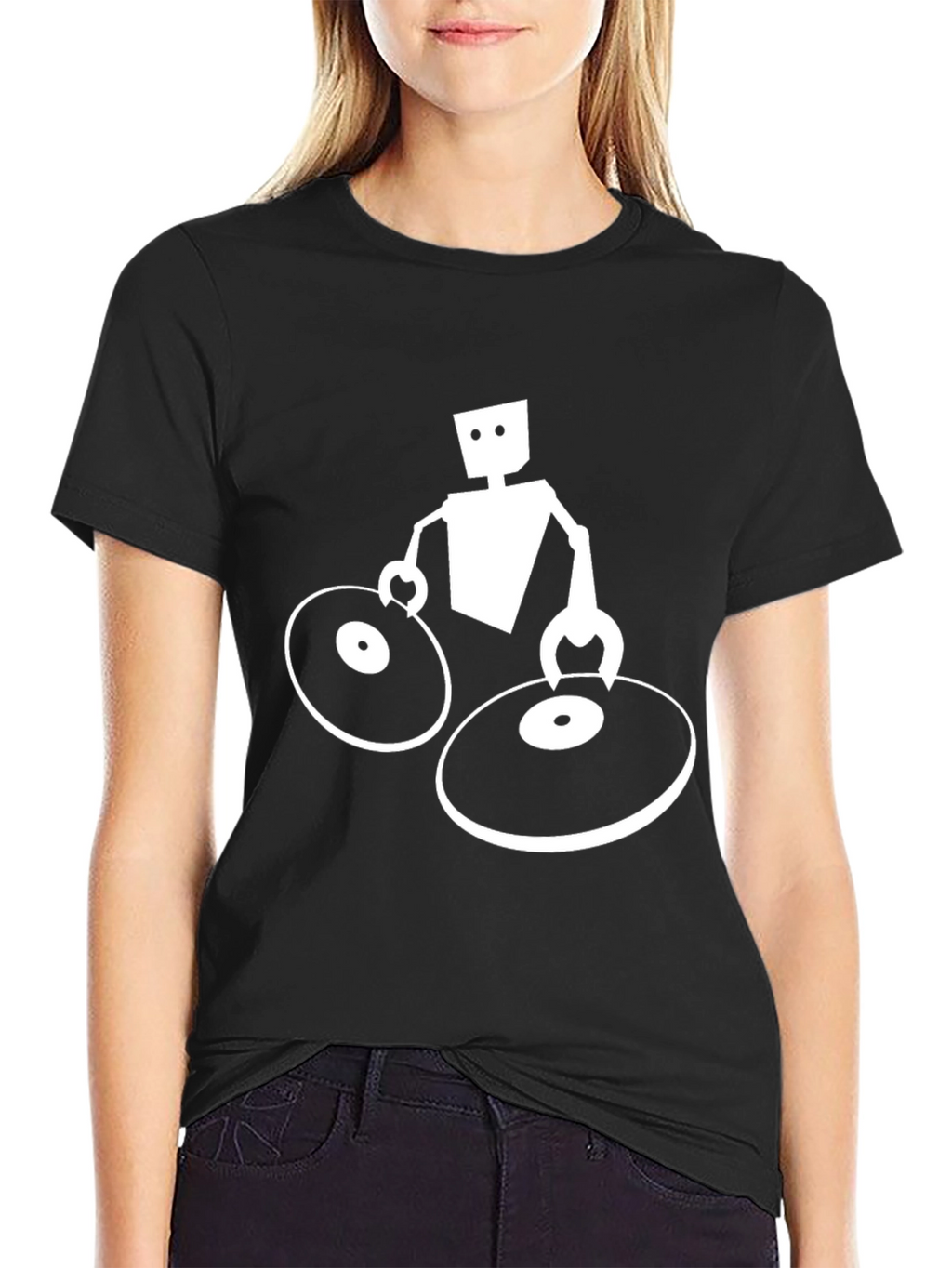 DJ Robot Graphic Tee - Black Cotton T-Shirt