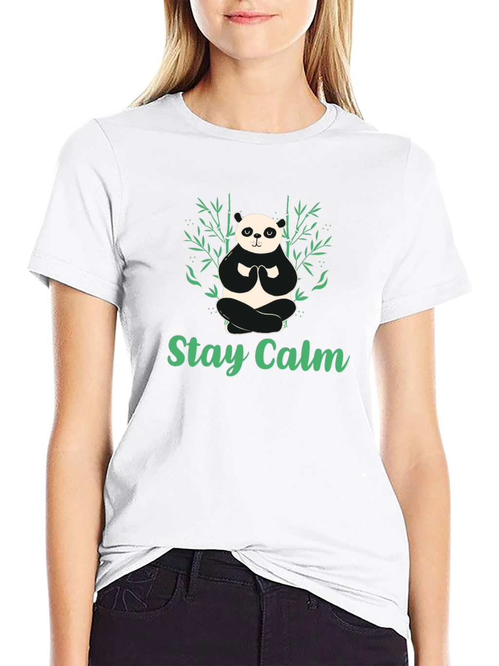 Stay Calm Panda T-Shirt - Relaxed Zen Design