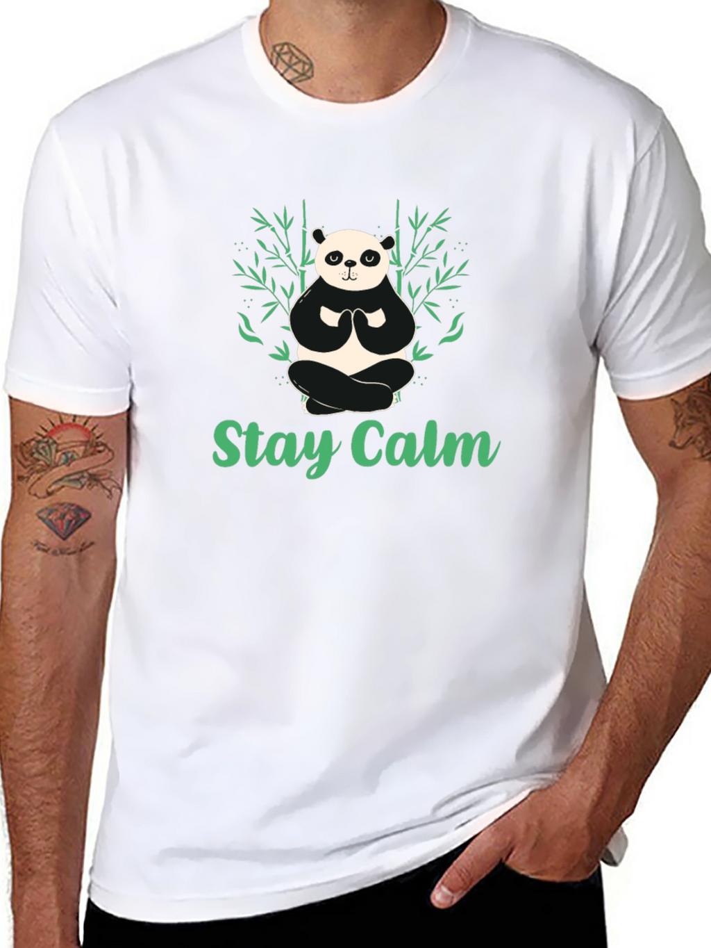 Stay Calm Panda T-Shirt - Relaxed Zen Design