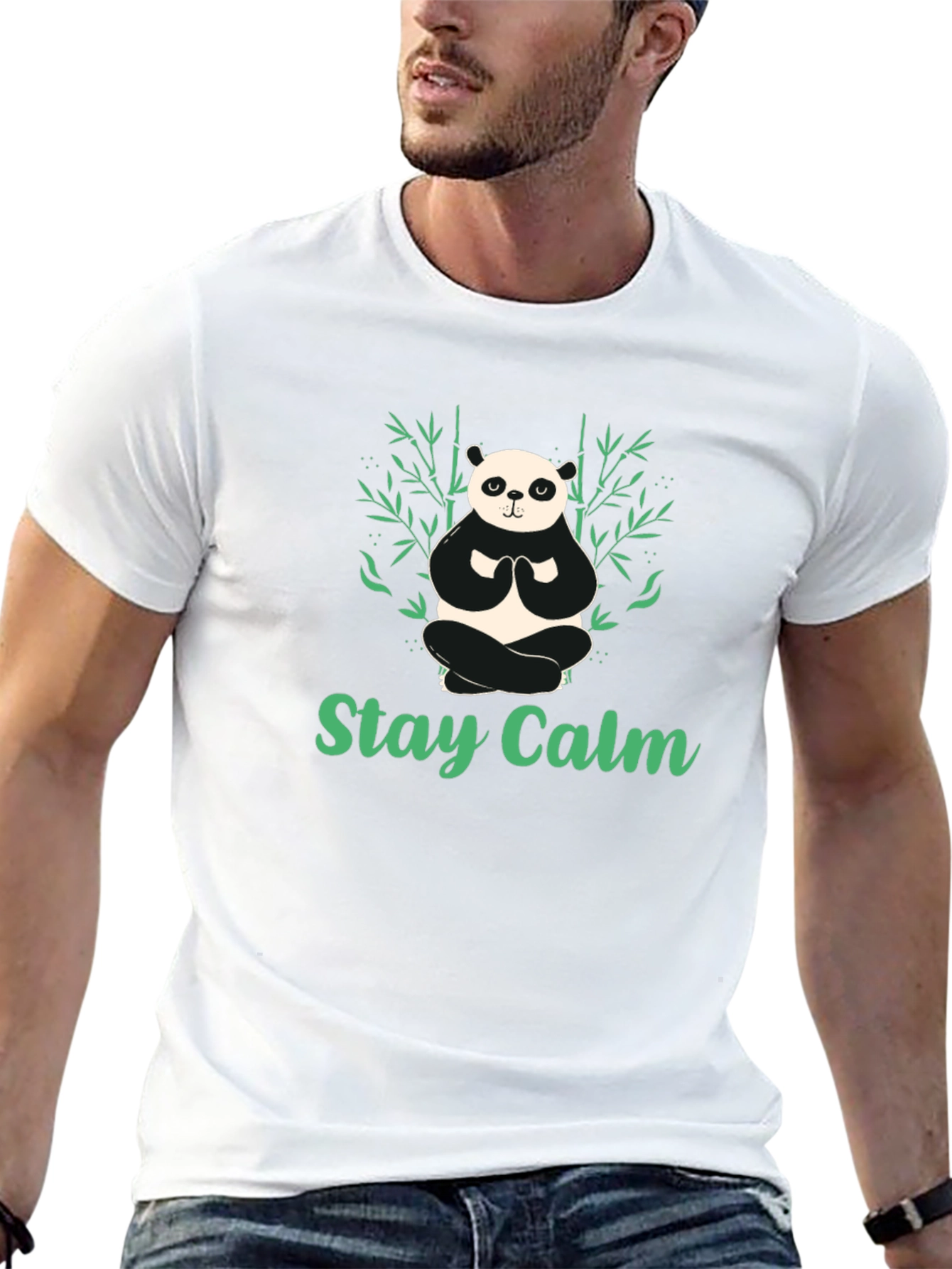 Stay Calm Panda T-Shirt - Relaxed Zen Design
