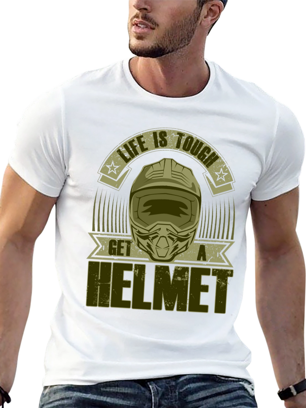 Life is Tough Get a Helmet Graphic Tee