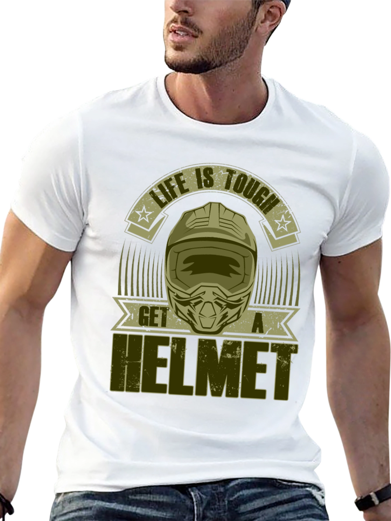 Life is Tough Get a Helmet Graphic Tee