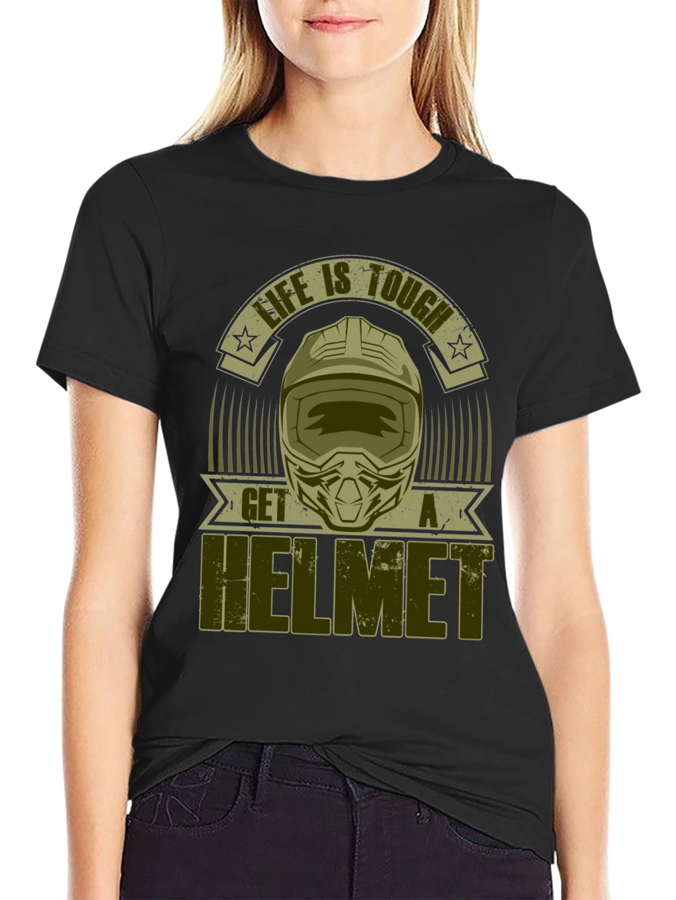 Life is Tough Get a Helmet Graphic Tee