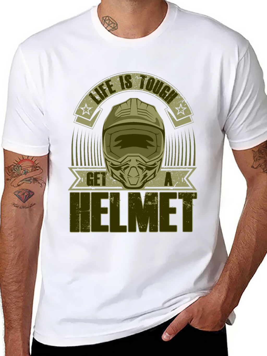 Life is Tough Get a Helmet Graphic Tee