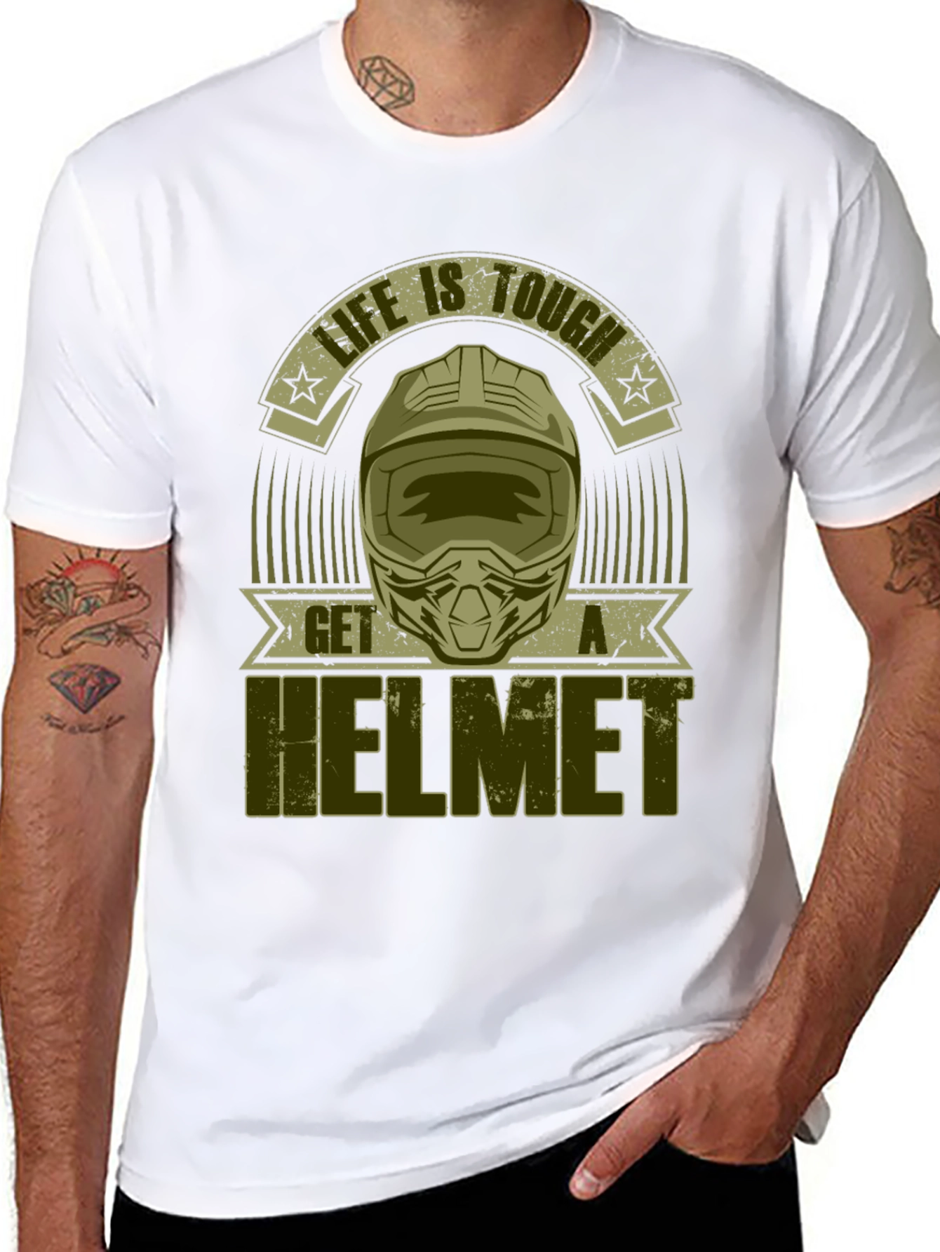 Life is Tough Get a Helmet Graphic Tee
