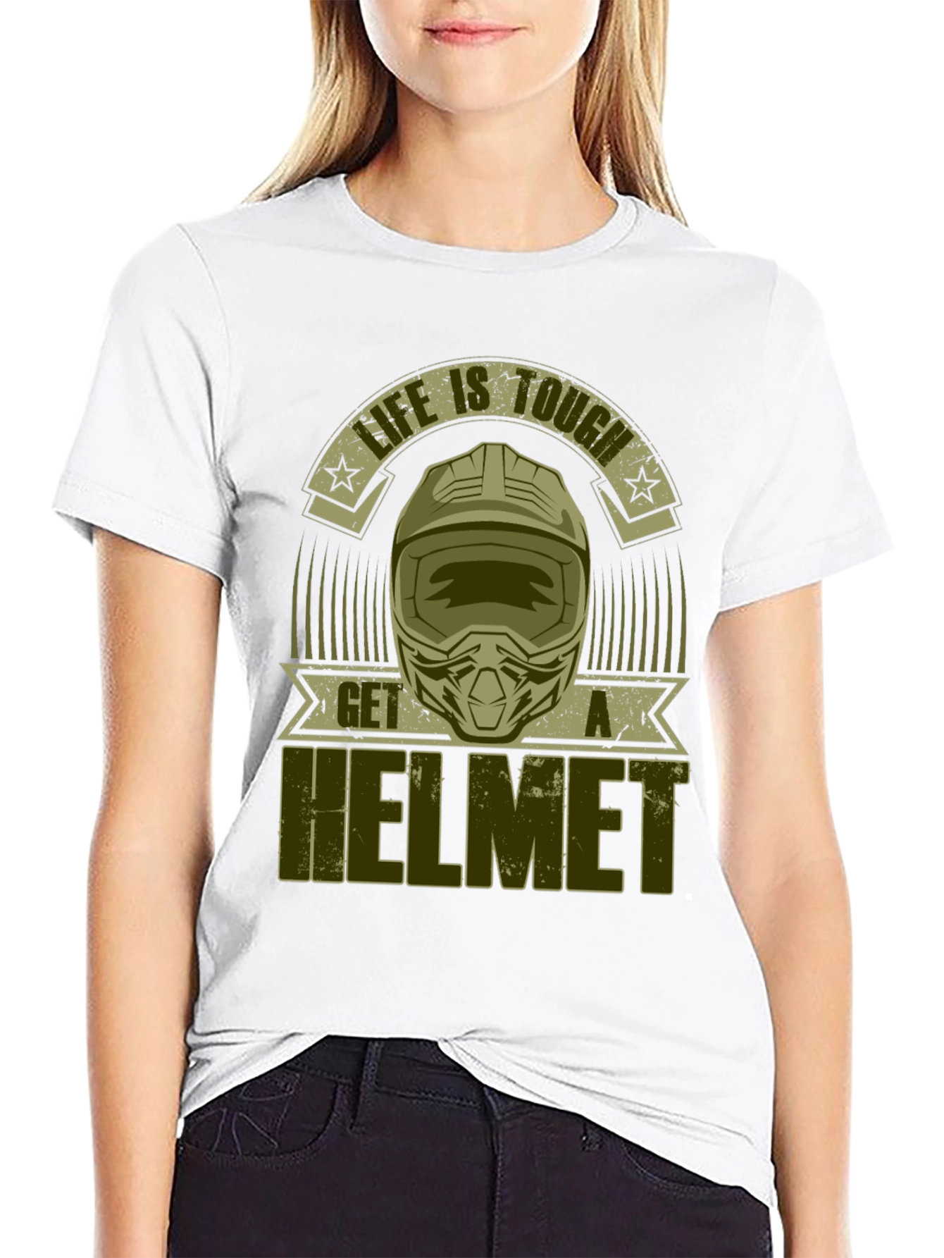 Life is Tough Get a Helmet Graphic Tee